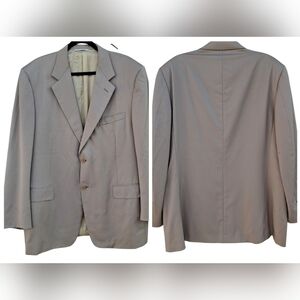 Canali Single-Breasted Beige Wool Suit Jacket Blazer Men US Size 46R
